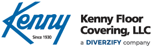 Kenny Floor Covering logo including large blue “Kenny” text next to bolded, black, full title