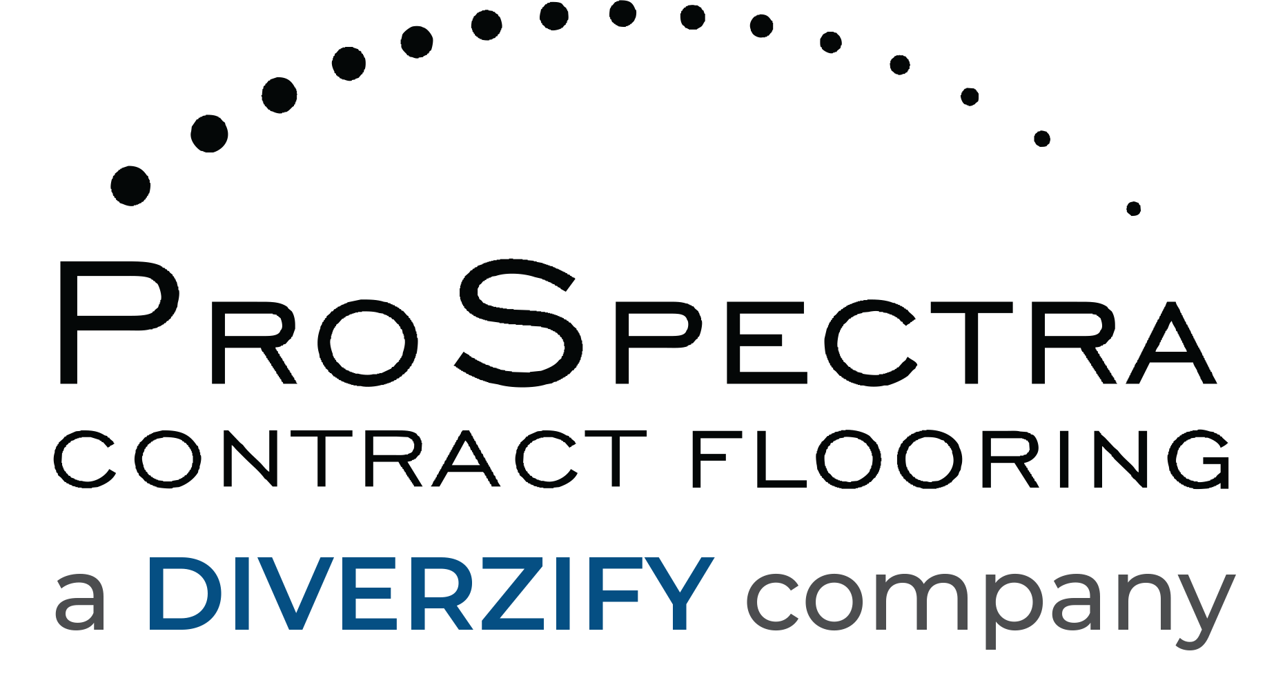 ProSpectra logo with brand title in black text under a downward curve of black, filled circles decreasing in size