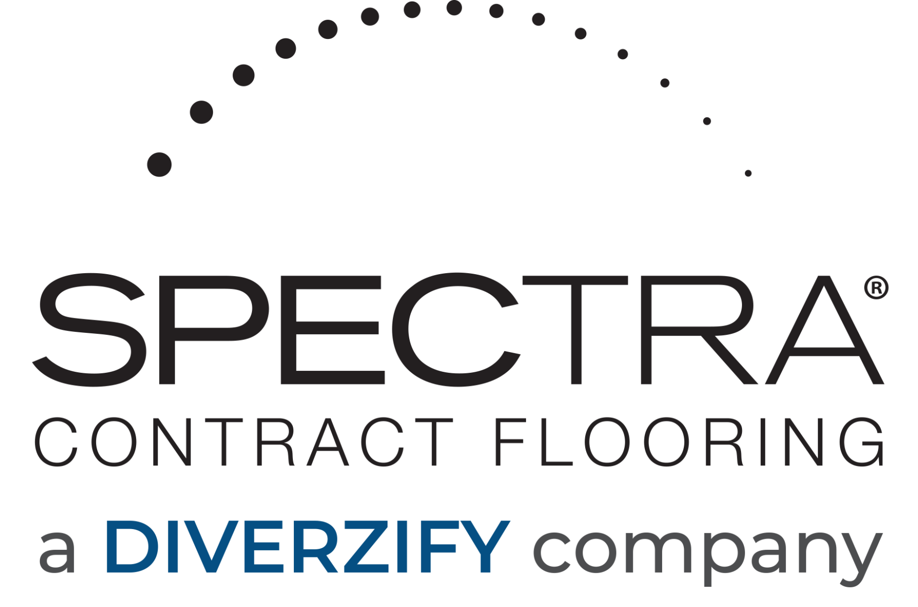 Spectra logo with brand title in black text under a downward curve of black, filled circles decreasing in size